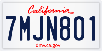 CA license plate 7MJN801