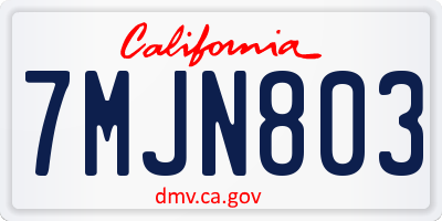 CA license plate 7MJN803