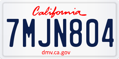 CA license plate 7MJN804