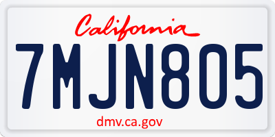 CA license plate 7MJN805