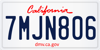 CA license plate 7MJN806