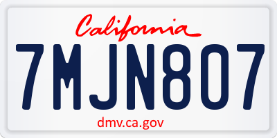 CA license plate 7MJN807