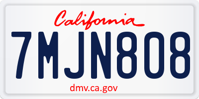 CA license plate 7MJN808