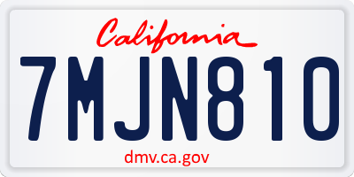 CA license plate 7MJN810