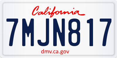 CA license plate 7MJN817