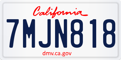 CA license plate 7MJN818