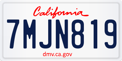 CA license plate 7MJN819