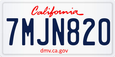 CA license plate 7MJN820