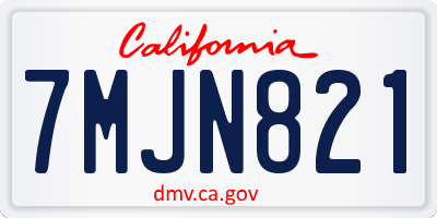 CA license plate 7MJN821