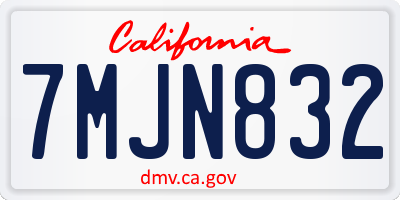 CA license plate 7MJN832