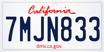 CA license plate 7MJN833