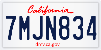 CA license plate 7MJN834