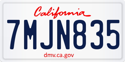 CA license plate 7MJN835