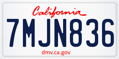 CA license plate 7MJN836