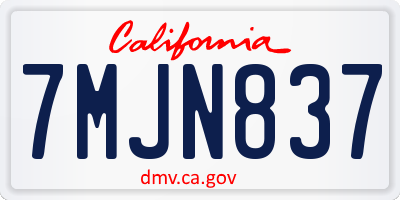 CA license plate 7MJN837