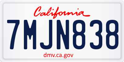 CA license plate 7MJN838