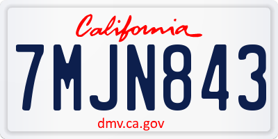 CA license plate 7MJN843