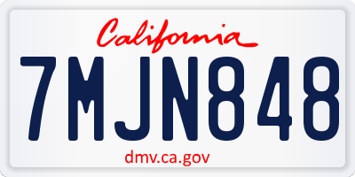 CA license plate 7MJN848