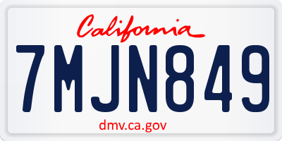 CA license plate 7MJN849