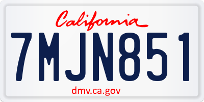 CA license plate 7MJN851