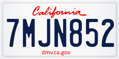 CA license plate 7MJN852