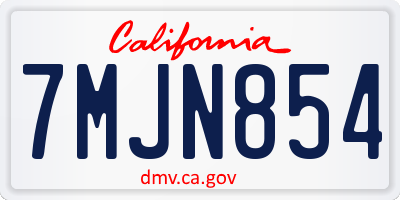 CA license plate 7MJN854