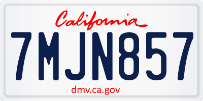 CA license plate 7MJN857