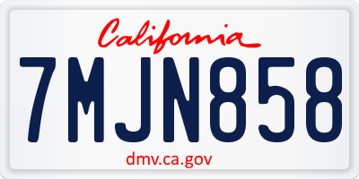 CA license plate 7MJN858