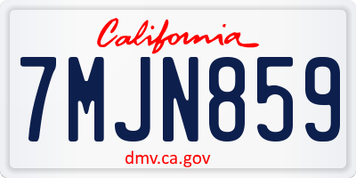 CA license plate 7MJN859