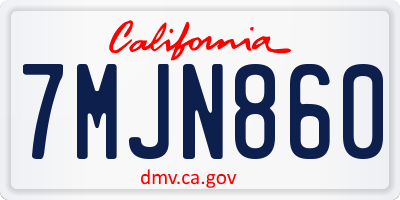 CA license plate 7MJN860