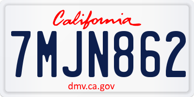 CA license plate 7MJN862