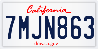 CA license plate 7MJN863