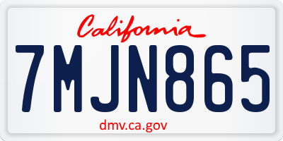 CA license plate 7MJN865