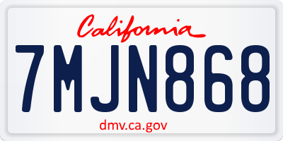 CA license plate 7MJN868