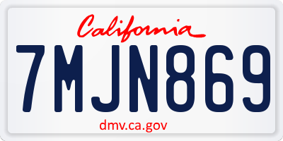 CA license plate 7MJN869