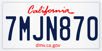 CA license plate 7MJN870