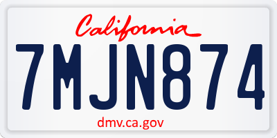 CA license plate 7MJN874