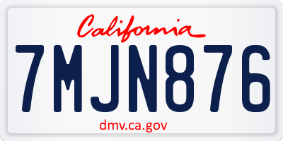 CA license plate 7MJN876