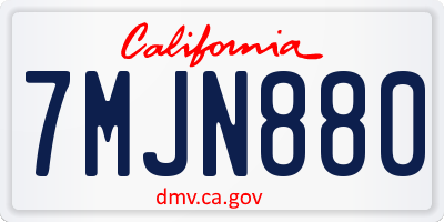 CA license plate 7MJN880