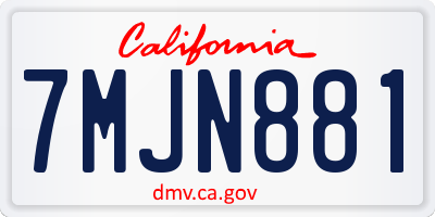 CA license plate 7MJN881