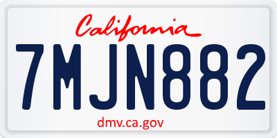 CA license plate 7MJN882