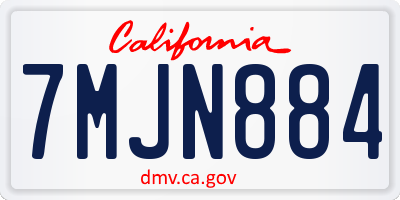 CA license plate 7MJN884