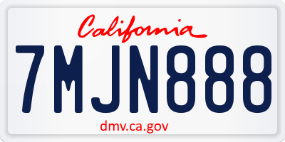 CA license plate 7MJN888