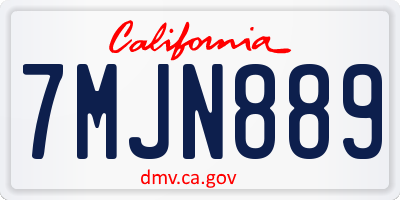 CA license plate 7MJN889