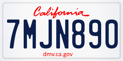 CA license plate 7MJN890