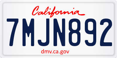 CA license plate 7MJN892