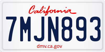 CA license plate 7MJN893