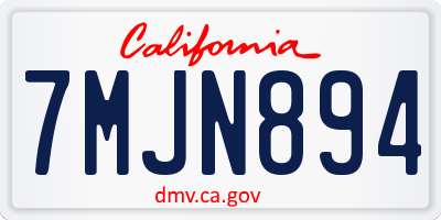 CA license plate 7MJN894