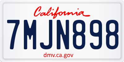 CA license plate 7MJN898