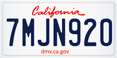 CA license plate 7MJN920